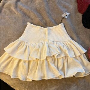Vici Cream Tiered A-Line Skirt